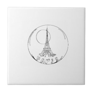 paris in a glass ball ceramic tile
