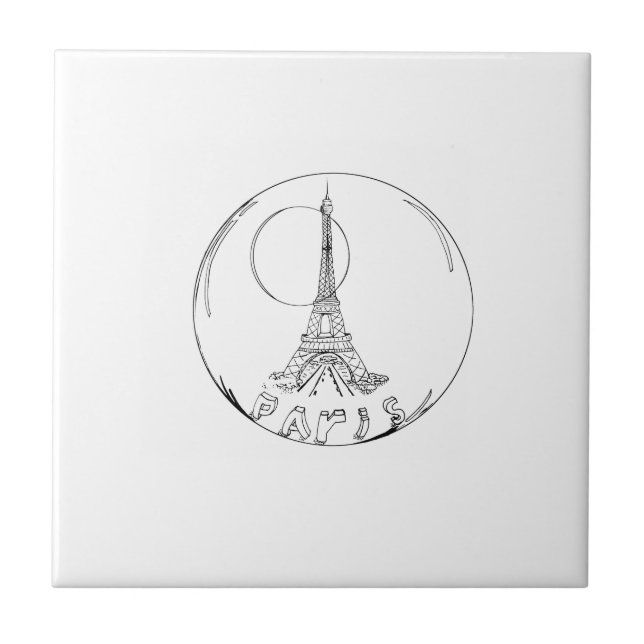 paris in a glass ball ceramic tile (Front)