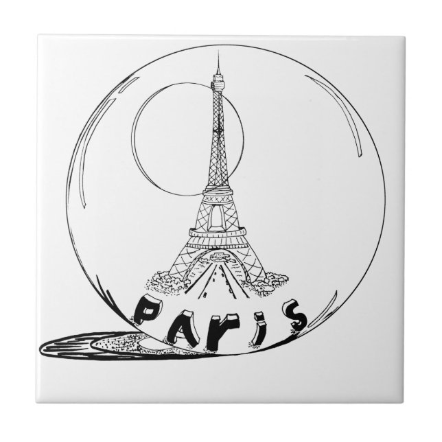 paris in a glass ball ceramic tile (Front)