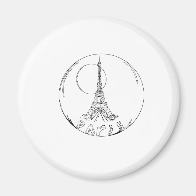 paris in a glass ball magnet (Front)
