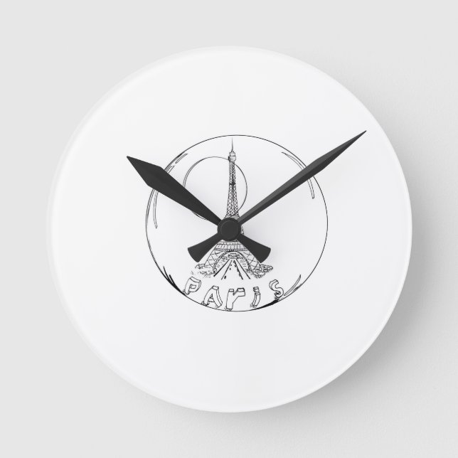 paris in a glass ball round clock (Front)