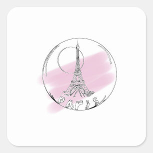 paris in a glass ball square sticker