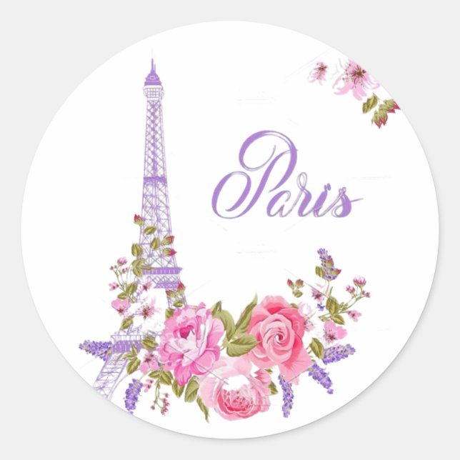 Paris in Bloom Midnight in Paris Floral Paris Roma Classic Round Sticker (Front)