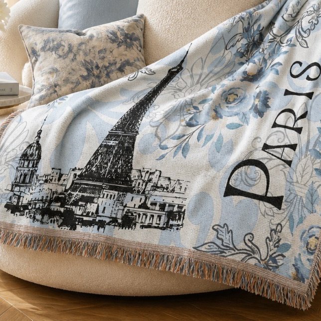 Paris in Blue Fringed Blanket (Creator Uploaded)