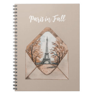Paris in Fall Eiffel Tower Envelope Notebook