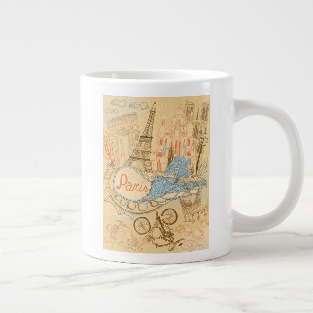 Paris in France Large Coffee Mug (Right)