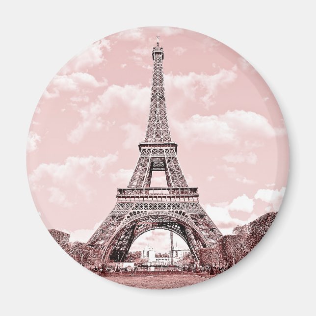 Paris in Pink Eiffel Tower France magnet (Front)