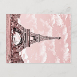 Paris in Pink Eiffel Tower France Postcard