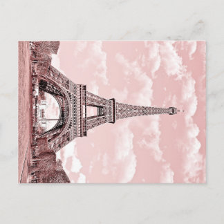 Paris in Pink Eiffel Tower France Postcard