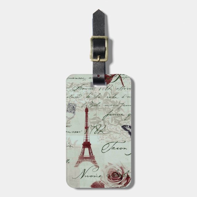 Paris in Pink Luggage Tag (Front Vertical)