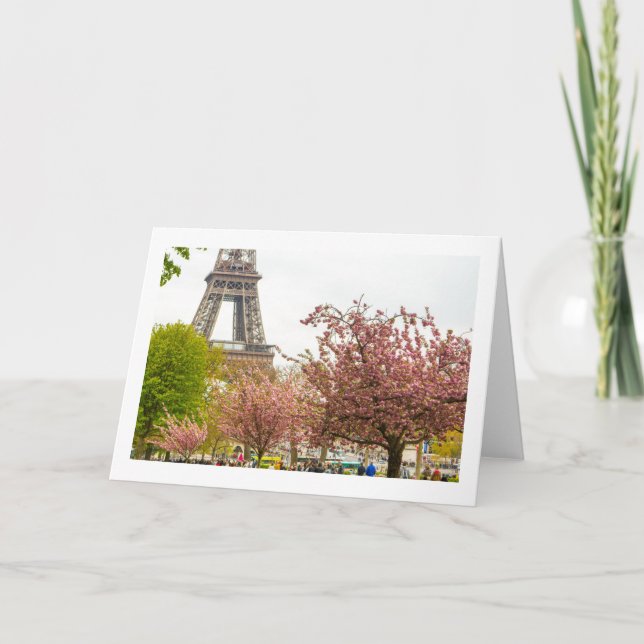 Paris In Spring Folded Blank Greeting Card (Front)