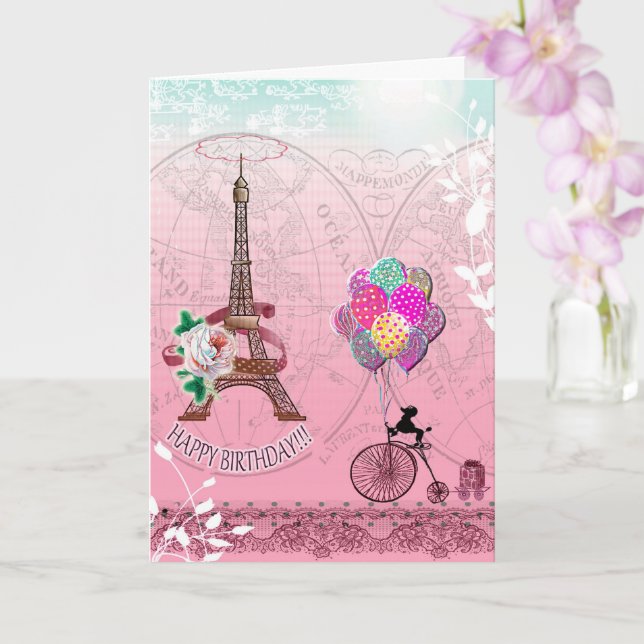 Paris Inspired Birthday Card (Orchid)