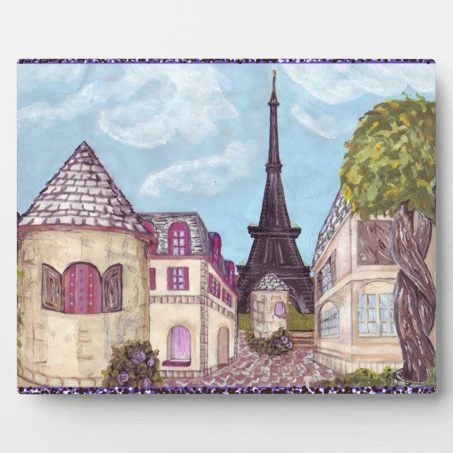 Paris Inspired Cityscape With Eiffel Tower Plaque (Front)