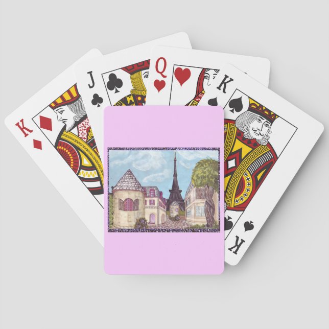 Paris Inspired Cityscape With Eiffel Tower Playing Cards (Back)