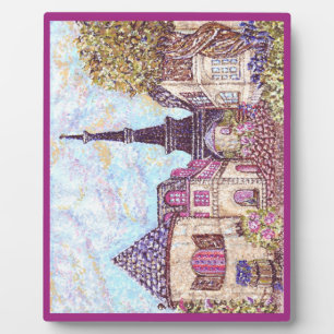 Paris inspired pointillism with Eiffel Tower photo Plaque