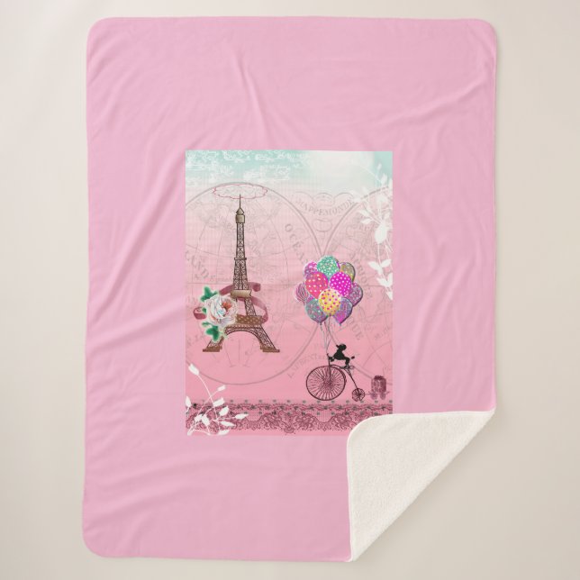 Paris Inspired Sherpa Blanket (Front)