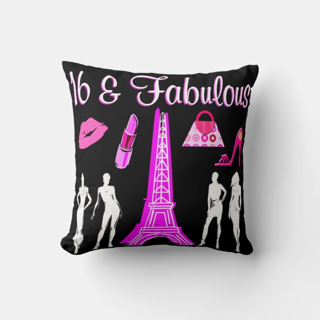 PARIS INSPIRED SWEET 16TH BIRTHDAY DESIGN CUSHION (Front)