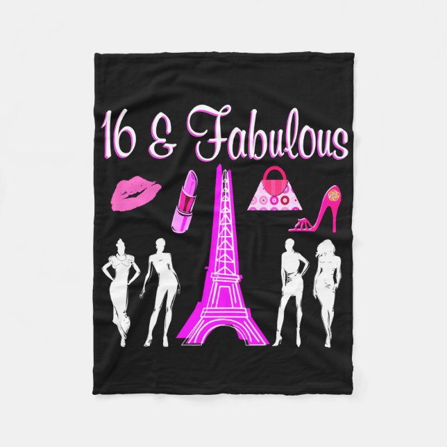 PARIS INSPIRED SWEET 16TH BIRTHDAY DESIGN FLEECE BLANKET (Front)