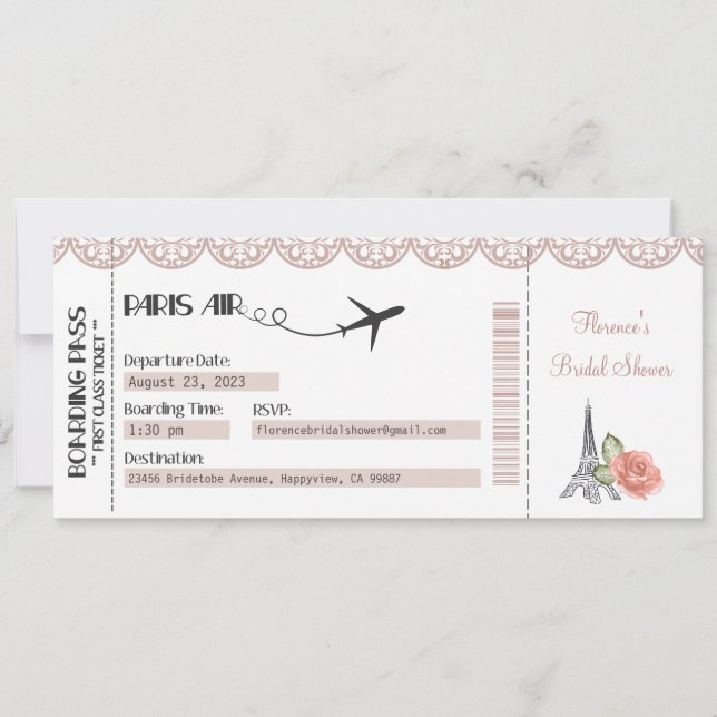 Paris Invitation, Paris Theme Party, Bridal, Baby Invitation (Front)
