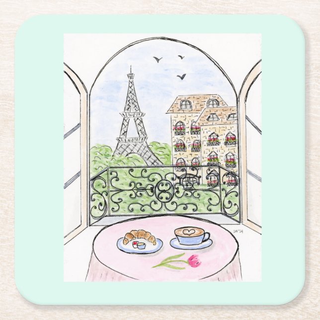 Paris is a Good Idea Square Paper Coaster (Front)