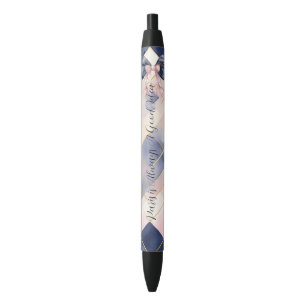 Paris is Always A Good Idea Blue Pink Bow Black Ink Pen