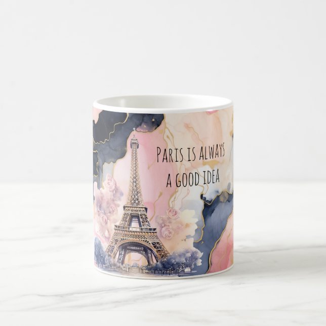 Paris is Always A Good Idea Eiffel Tower Roses Coffee Mug (Center)