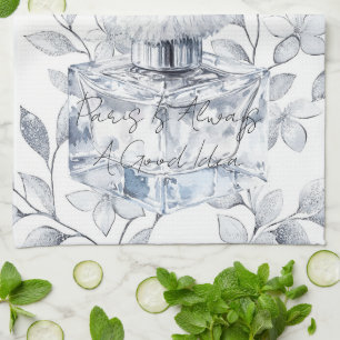 Paris is always a good idea perfume leaves tea towel