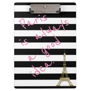 Paris is Always a Good Idea Striped Clipboard