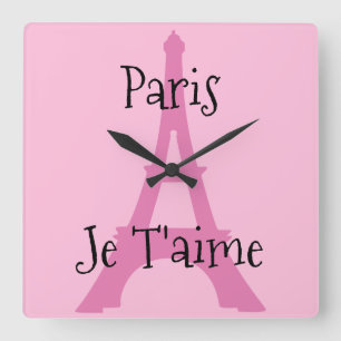 Paris Je t’aime Square Wall Clock