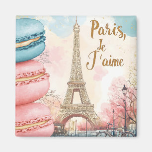 Paris, Je T'aime - Eiffel Tower with Macarons Magnet