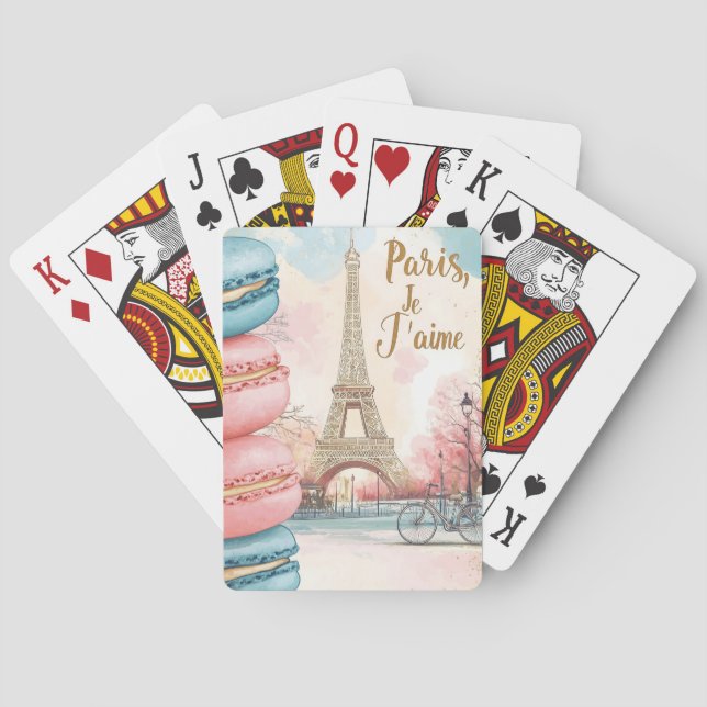  Paris, Je T'aime - Eiffel Tower with Macarons  Playing Cards (Back)