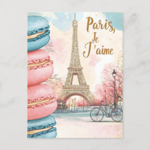 Paris, Je T'aime - Eiffel Tower with Macarons Postcard