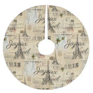 Paris Joyeux Noel Christmas Vintage Tree Skirt