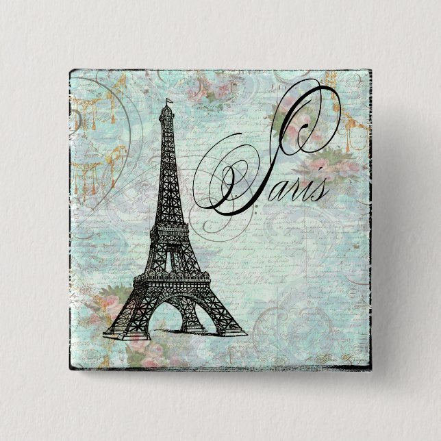 Paris La Tour Eiffel French Design 15 Cm Square Badge (Front)