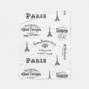 Paris Label Collage Fleece Blanket