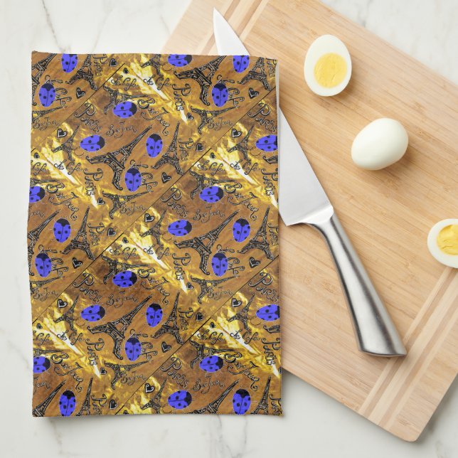 PARIS LADYBUGS TEA TOWEL (Quarter Fold)