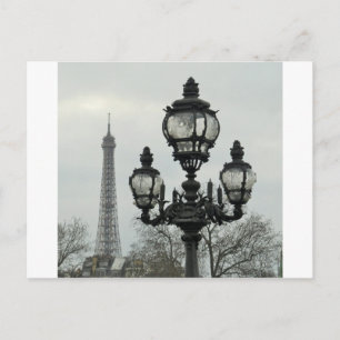 Paris Lamp Post and Eiffel Tower Scene Postcard