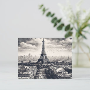 Paris Landmark Black and White Postcard