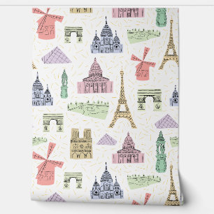 Paris Landmarks France Map Wallpaper