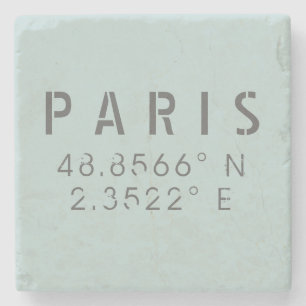 Paris Latitude Longitude Stone Coaster