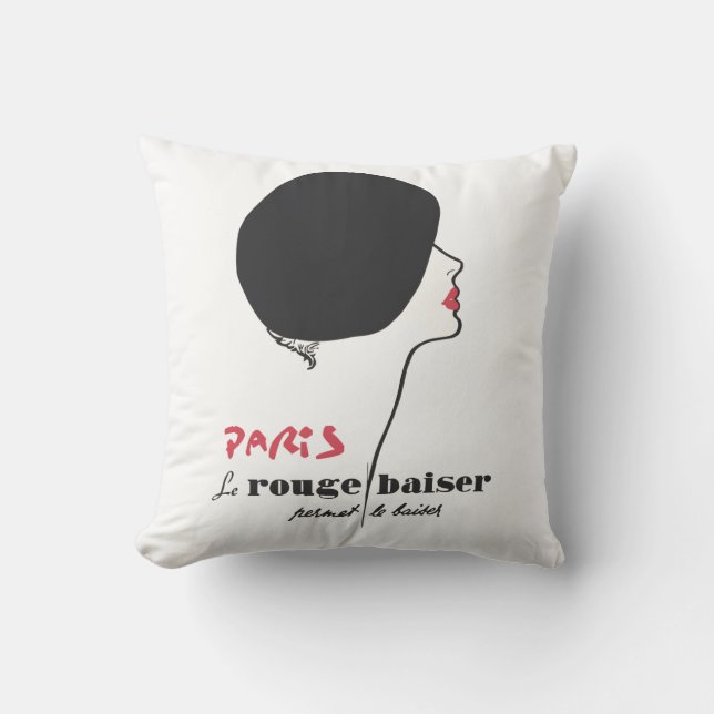 Paris - Le Rouge Baiser (The Red Kiss) Cushion (Front)