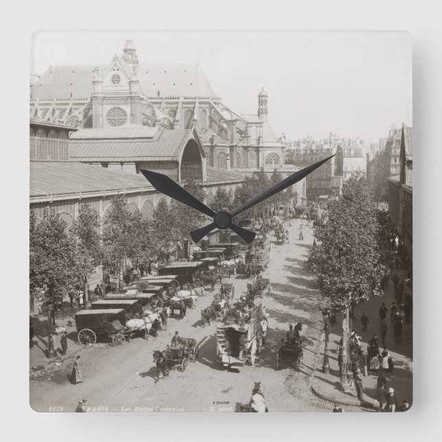 Paris: Les Halles, C1900 Square Wall Clock (Front)