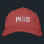 PARIS Light Pink Embroidery Red Vintage Style Embroidered Hat<br><div class="desc">PARIS Light Pink Embroidered Red vintage style distressed beige cotton hat. Makes a wonderful gift for anybody who loves Paris France! If you would prefer to have your personal text then simply select "Personalise this template" details button to enter your choice of custom text. Embroidery is also customisable to other...</div>