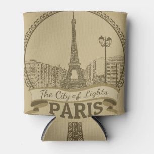 Paris Lights: Vintage Landscape Postcard Can Cooler