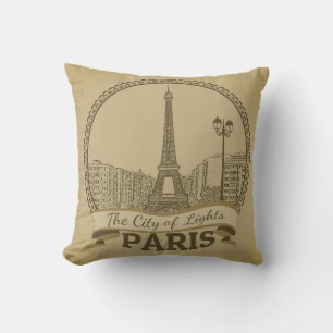 Paris Lights: Vintage Landscape Postcard Cushion