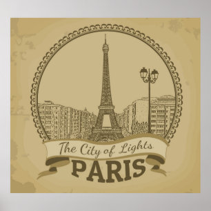 Paris Lights: Vintage Landscape Postcard Poster