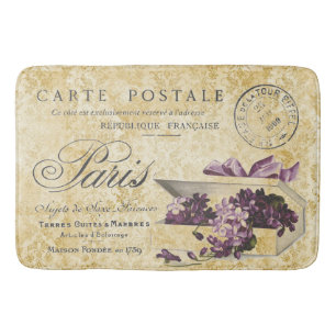 Paris Lilacs Carte Postale Bath Mat
