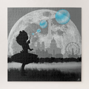 PARIS Little Girl Making Blue Bubble Art Puzzle