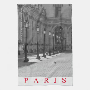 Paris Louvre courtyard lampposts tea towel