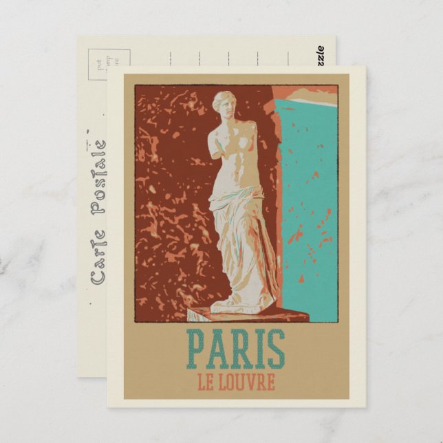 Paris Louvre museum illustration France Postcard (Front/Back)